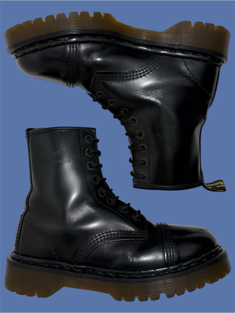 Dr. Martens 8265 Made in England Black Leather Cap Toe Vintage Boots UK 4
